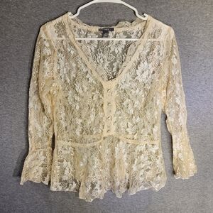 Apt. 9 Beige Lace Blouse
